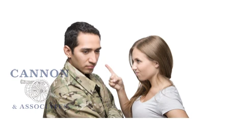 A military man and wife arguing.