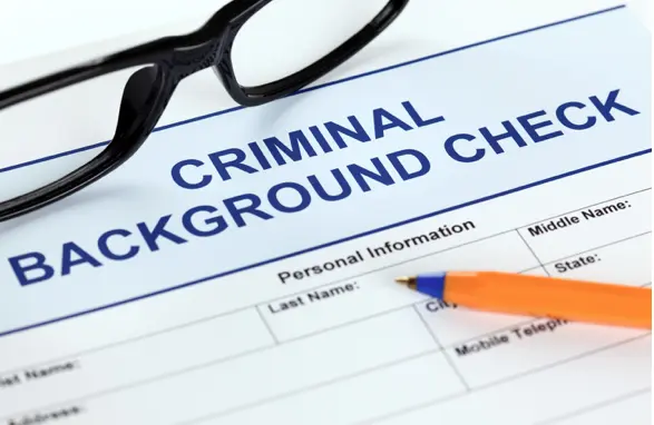 Cloe up of criminal background check document.