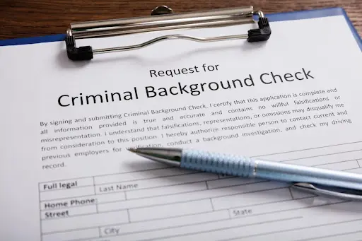 Criminal background check document.