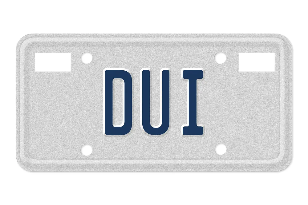DUI license plate text.