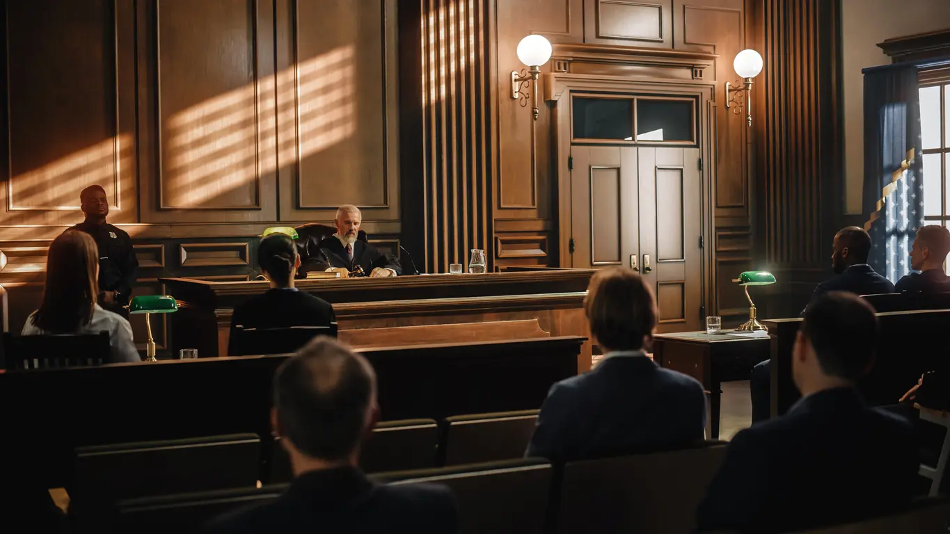Federal judge reviewing federal crimes case.
