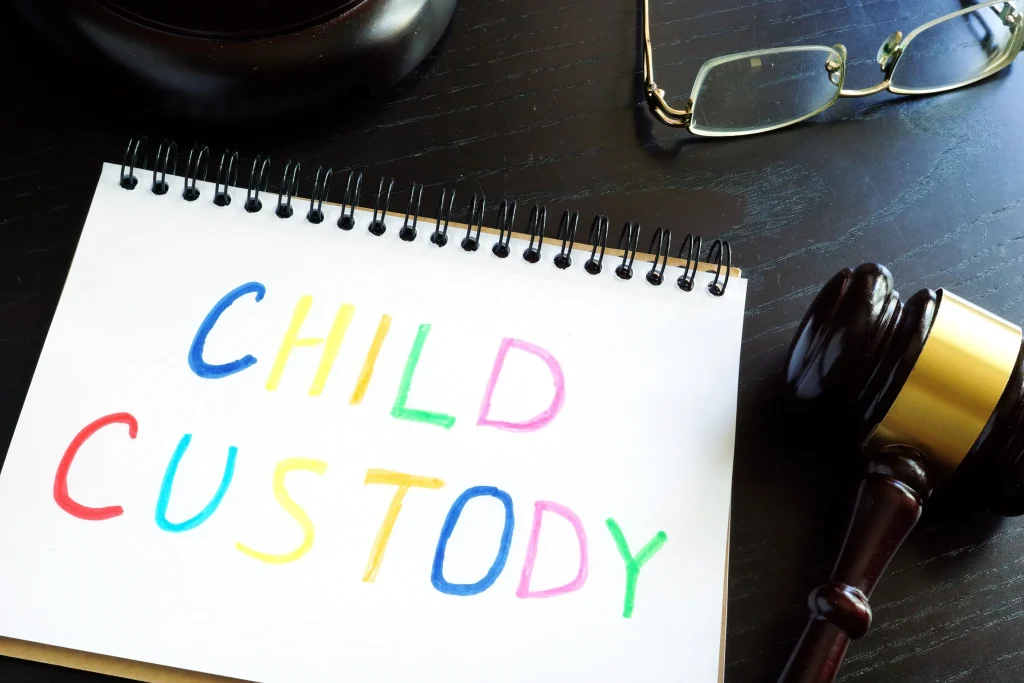 Child custody drawn on notebook paper.