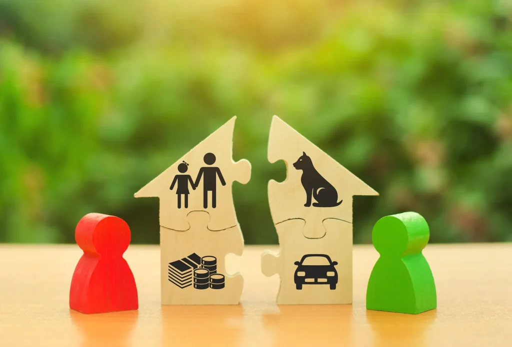 Puzzle pieces depicting the separation of assets in divorce.